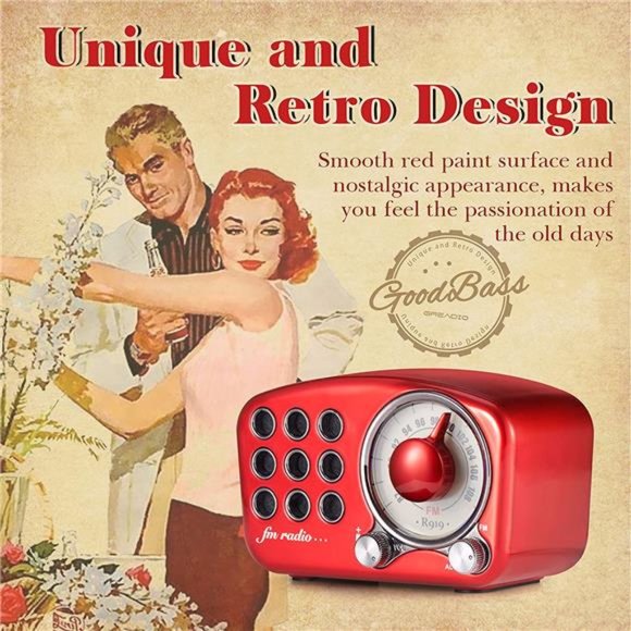 Retro Bluetooth Speaker, Vintage Radio-Greadio FM Radio with Old Fashioned Style - Picture 2 of 6